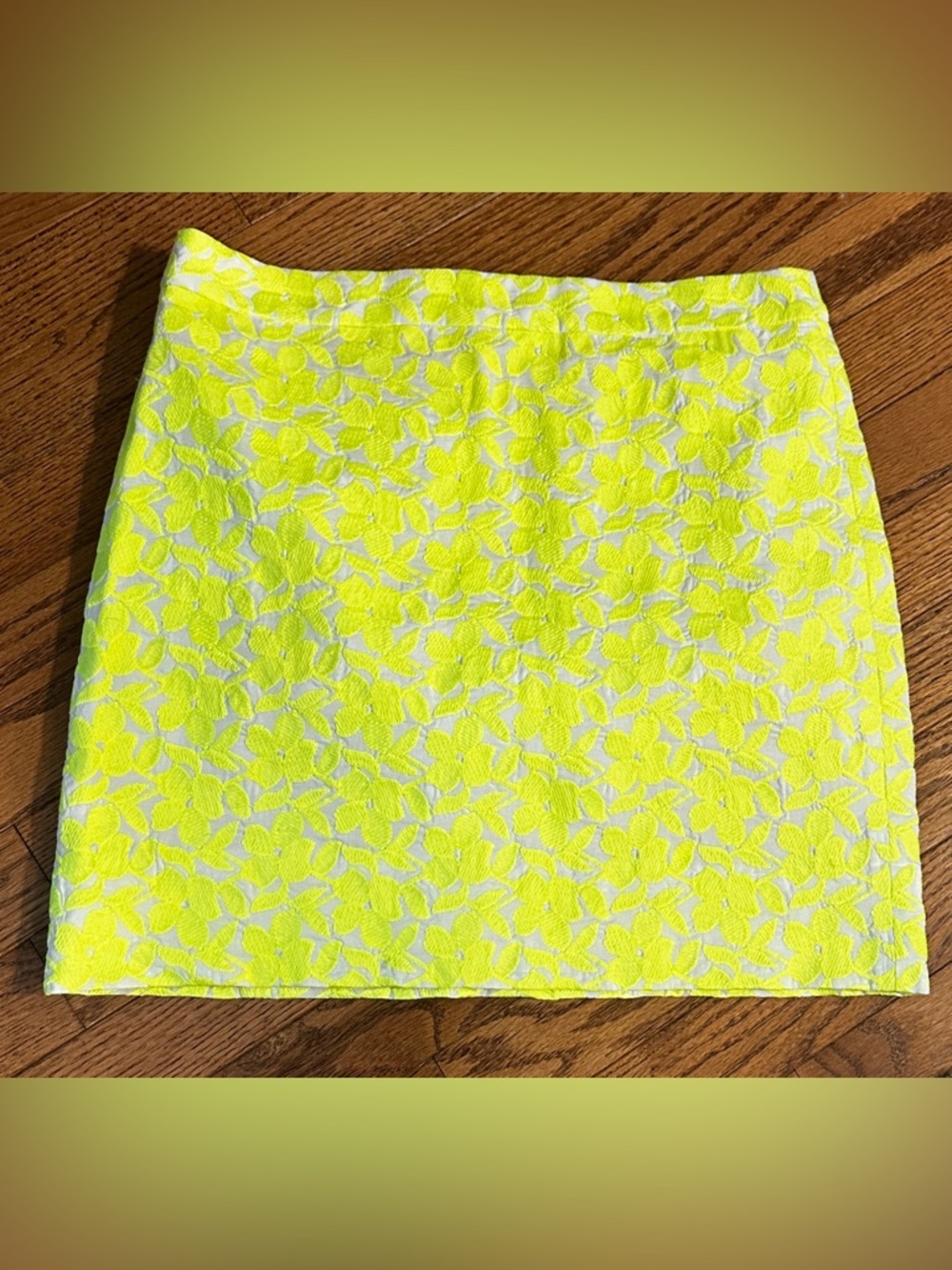 J. Crew Neon Yellow Floral Jacquard Mini Skirt